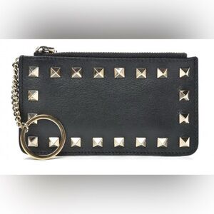 Valentino Garavani Black and Gold Key & Card Holder